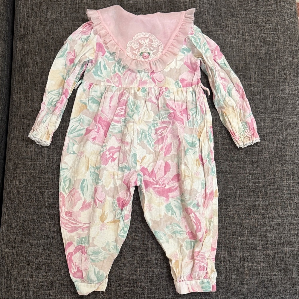 Vintage 80s Sweet Treats Floral Romper 3T Full House Era Michelle Tanner Vibes
